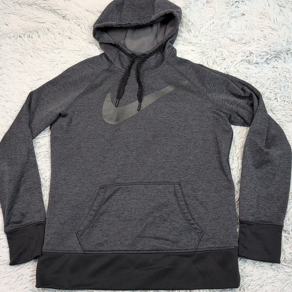 Nike Sweatshirt Womens L Gray Hoodie Center Swoosh Pockets Athletic Street Wear‎